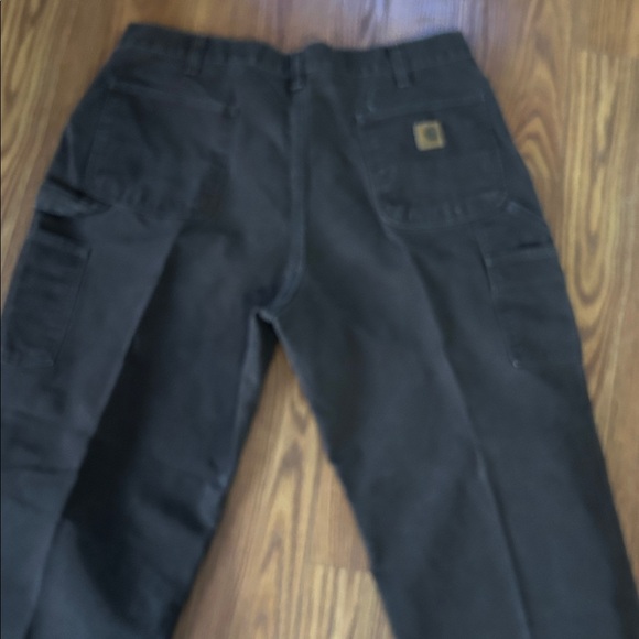 Vintage Carhartt Dungaree Fit Carpenter Dark Brown Canvas Pants Mens 40x30 - Picture 4 of 11